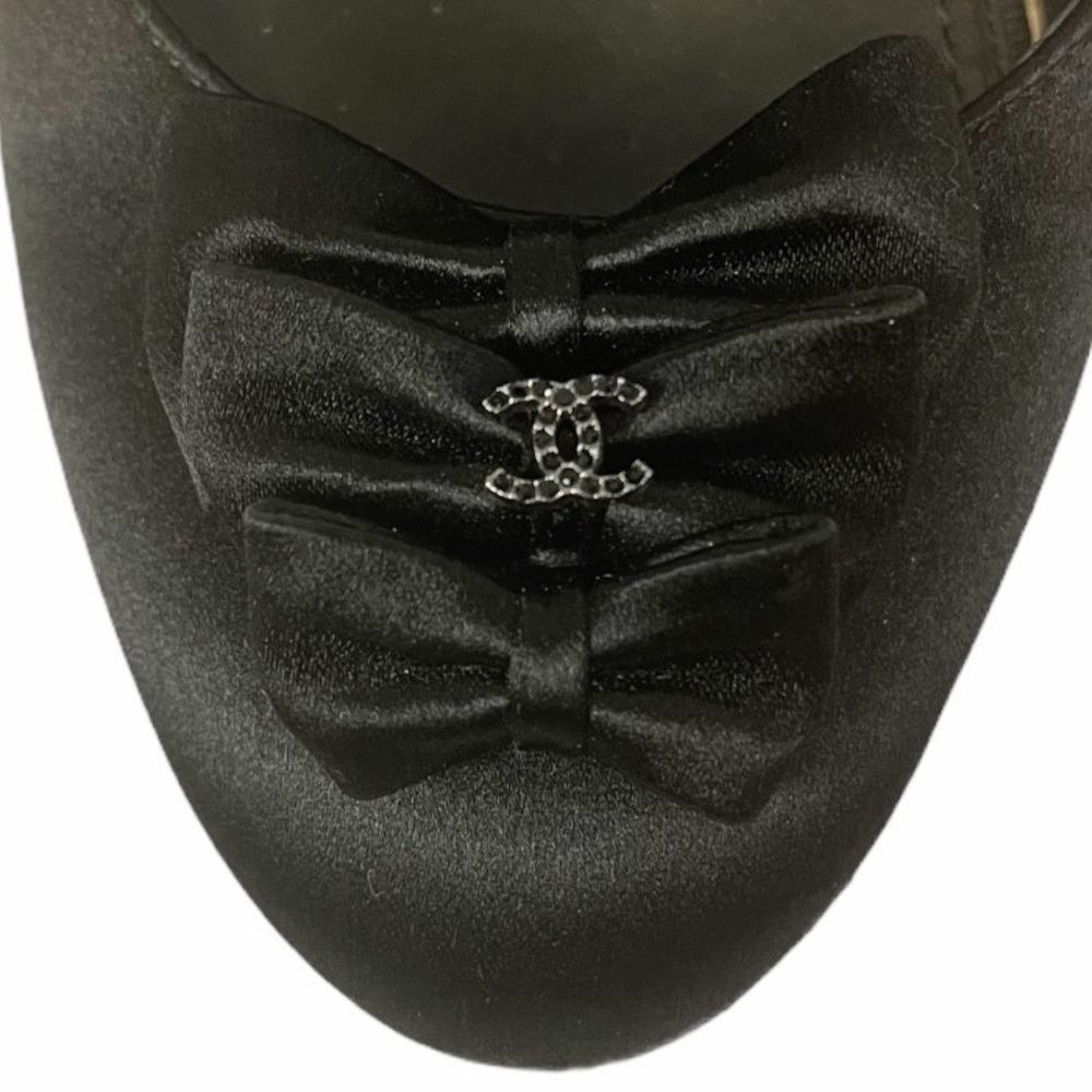 CHANEL Black Satin Bow Mid Heel Pump - Picture 13 of 16